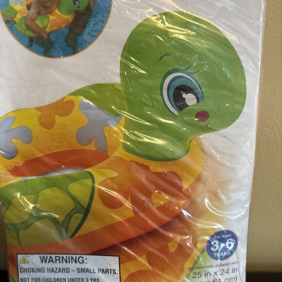 25" x 24" Animal Split Ring Pool Float Turtle 2013-Ages 3-6 Fun summer Toy Retro - Picture 2 of 6